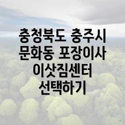 충청북도 충주시 문화동 포장이사 이삿짐센터 선택하기