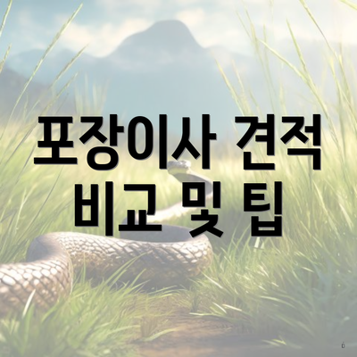 포장이사 견적 비교 및 팁