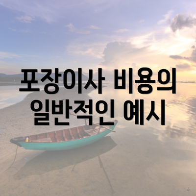 포장이사 비용의 일반적인 예시