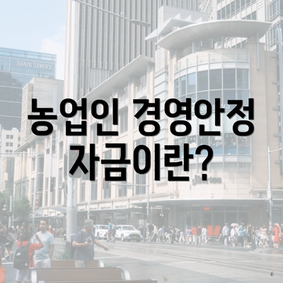 농업인 경영안정자금이란?