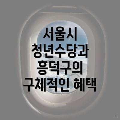 서울시 청년수당과 흥덕구의 구체적인 혜택