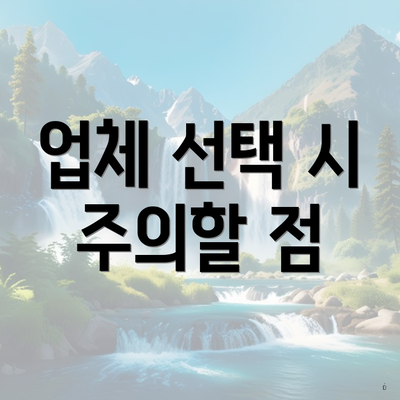 업체 선택 시 주의할 점