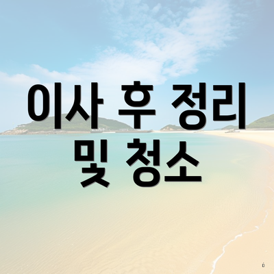이사 후 정리 및 청소
